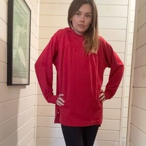 Lululemon Relaxed Fit Hooded Tunic Red Longline Sweatshirt | Size 4 | Red